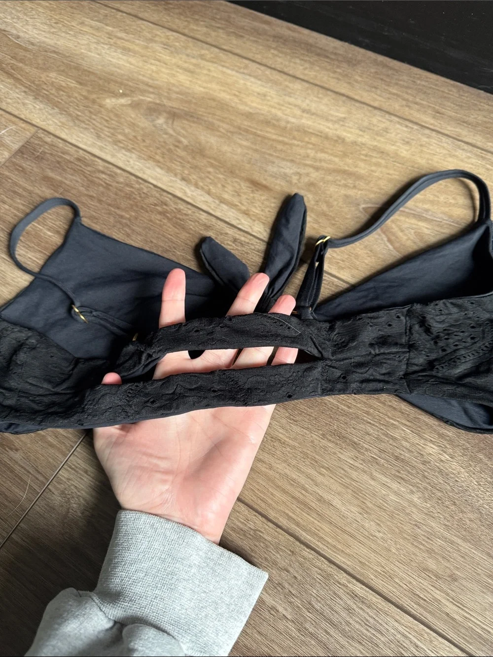 l*space Black Embroidered Tie Bikini Set